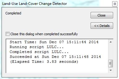 Results of LULC Change Detector 1) Automatically generated Microsoft Excel file showing the overall comparison of land use / land cover changes between two vector images of two different years.