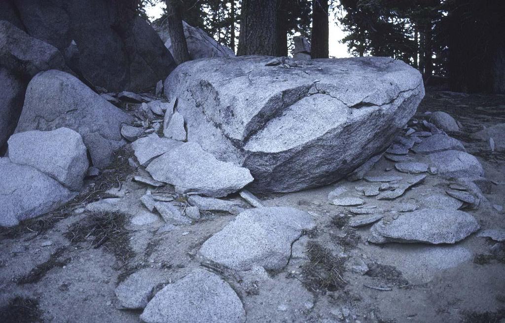 Shattered rocks are common in