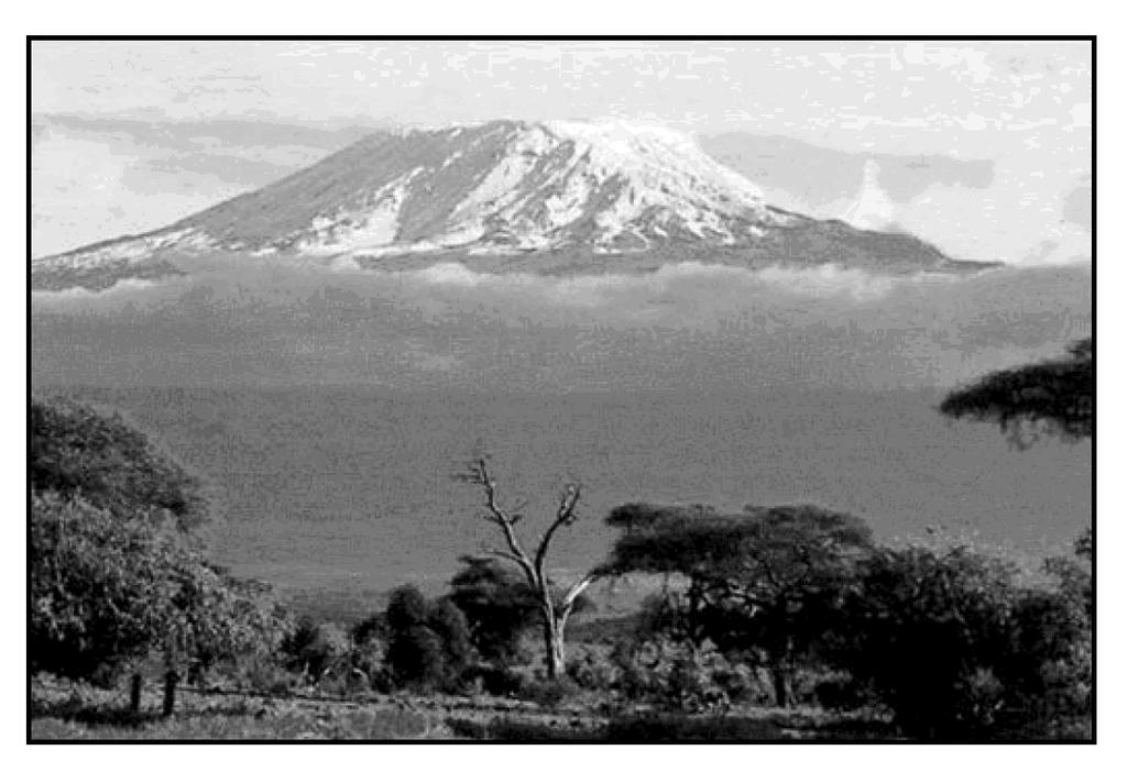 6. The photograph below shows Mt. Kilimanjaro, a volcano in Africa, located near the equator. Which climate factor is responsible for the snow seen on Mt.