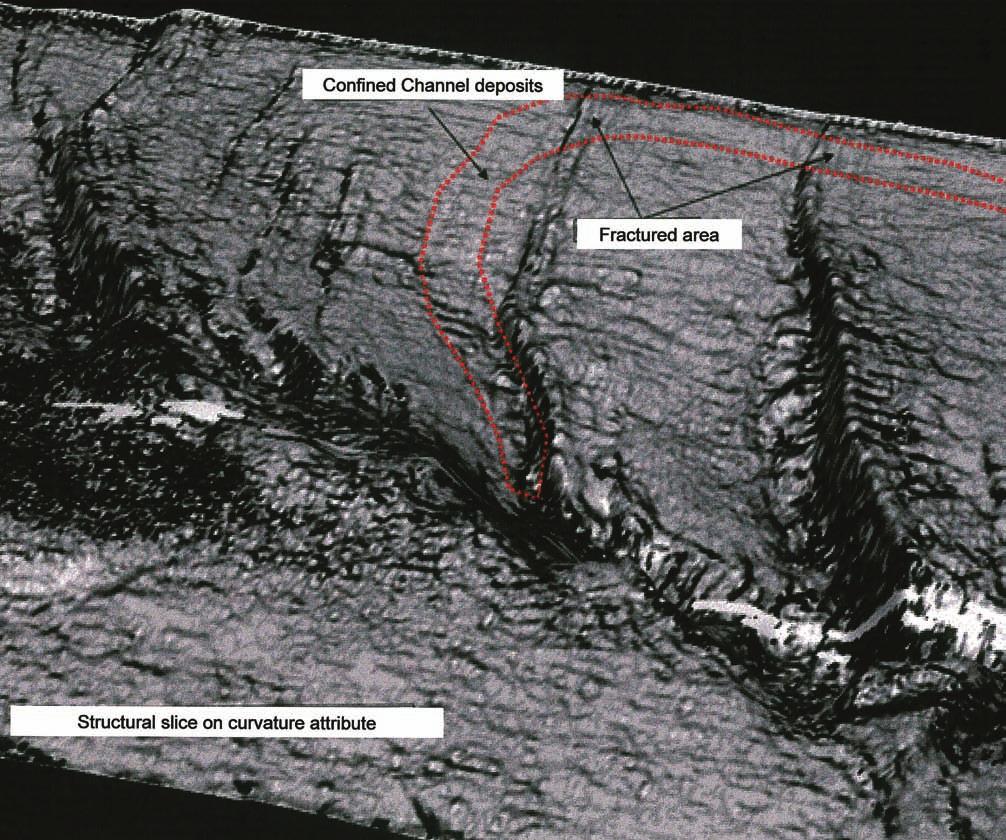 first break volume 26, April 2008 special topic Figure 7 Structural slice with minimum curvature. Fractured areas indicated close to faults.