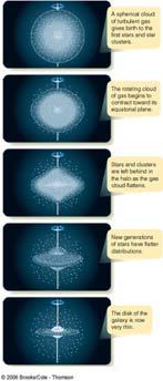 The History of the Milky Way The traditional theory: Quasi-spherical gas cloud fragments into