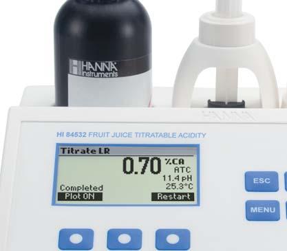 ph/mv) Graphic mode/exportable data Displays in-depth data on titration, which can then be stored and exported to either a USB drive or PC using the USB connection Automatic stirrer speed control