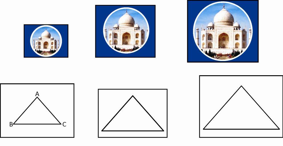 These are of same shape and same size. Hence, congruent circles. Again observe the following circles. Fig. 6 These are of the same shape but not of same size.