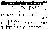 2 < 4x p y Í y Á x Z 2 b x b 0 b 2 d 2 < 3 z s x d Í z Á 4 ½ and x Á 2 ] y d b y b 0 b 4 d The exact value result is 8(5e 2-9)e -2 (top of screen 18). 2. Pressing gives 30.
