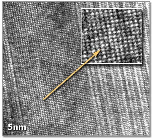 Transmission Electron Microscope HRTEM: A faulted