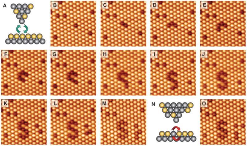 E. Meyer: Scanning Probe Microscopy Springer (2004) Sec. 2.2. Substitution of Sn atoms deposited on a Si surface with individual Si atoms initially adsorbed on an AFM tip.