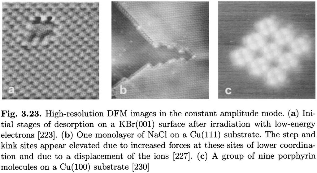 The vacancy is filled in the course of imaging - It allows to image atoms which are not visible in STM (up a) - AFM scans could easily rearrange atoms (up c) -