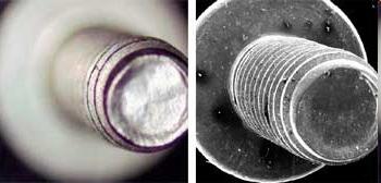 Depth of focus Optical microscopy vs SEM Screw length: ~ 0.
