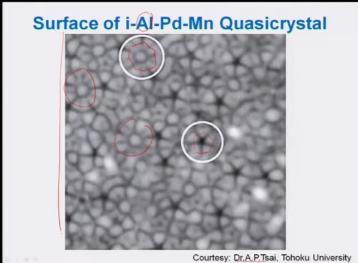 To give you another example which is from very recent work this one micro courtesy Tohoku university from Quasicrystal surfaces we know that Quasicrystal are very you know new and very exacting