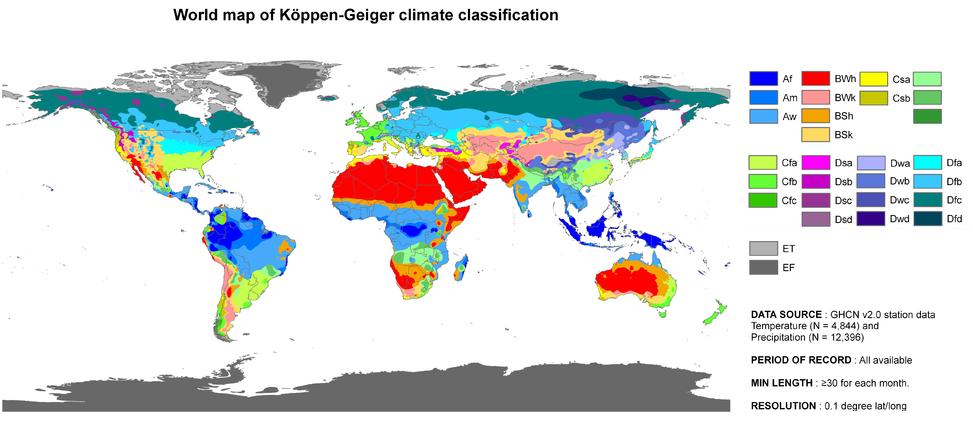 www.ck12.org Concept 1. World Climates FIGURE 1.2 This world map of the K Temperature: Intense sunshine; each month has an average temperature of at least 18 o C (64 o F).