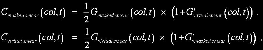 The dark level per cadence is computed by taking a robust mean of the masked and virtual smear differences from the common columns:.