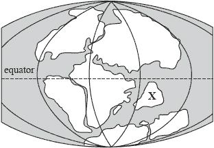 organisms that traveled great distances during migrations 11. On the map to the left, dark circles indicate the positions of volcanoes in the "Ring of Fire" in and around the Pacific Ocean.