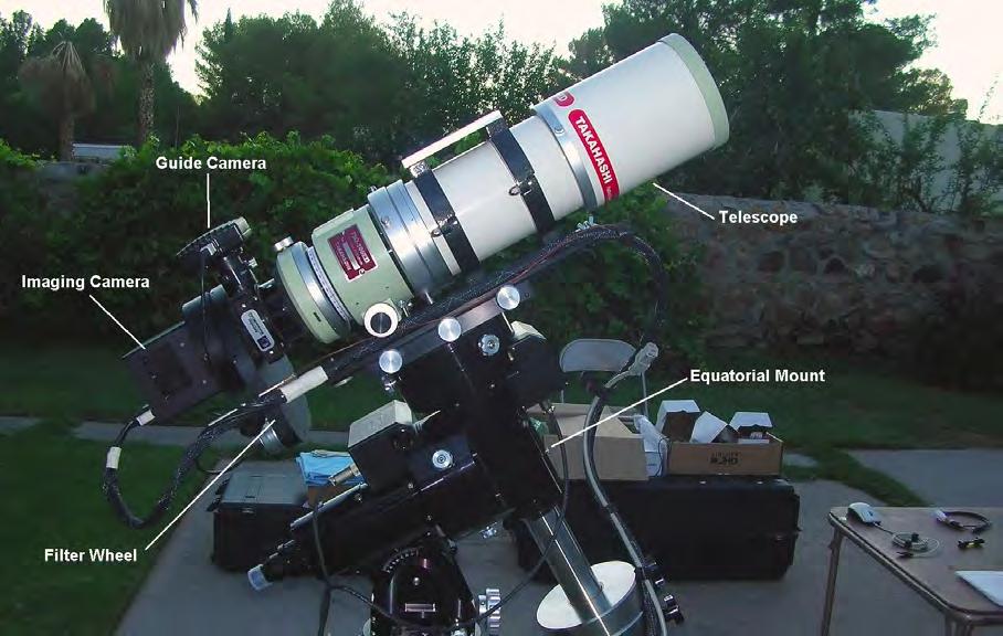 Below is a photo of the author s system, which identifies the primary components of an astrophotography system.