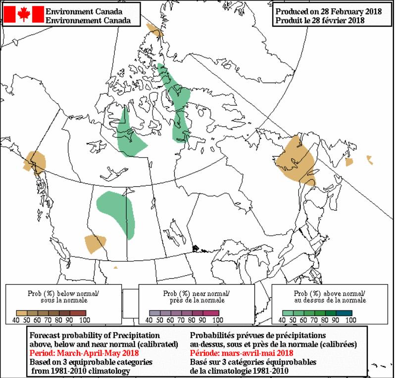 Page 12 of 21 Figure 8 Long Term Precipitation Forecast (Environment and Climate Change Canada) Runoff Potential 2 The forecasted 2018 spring runoff potential (Error! Reference source not found.