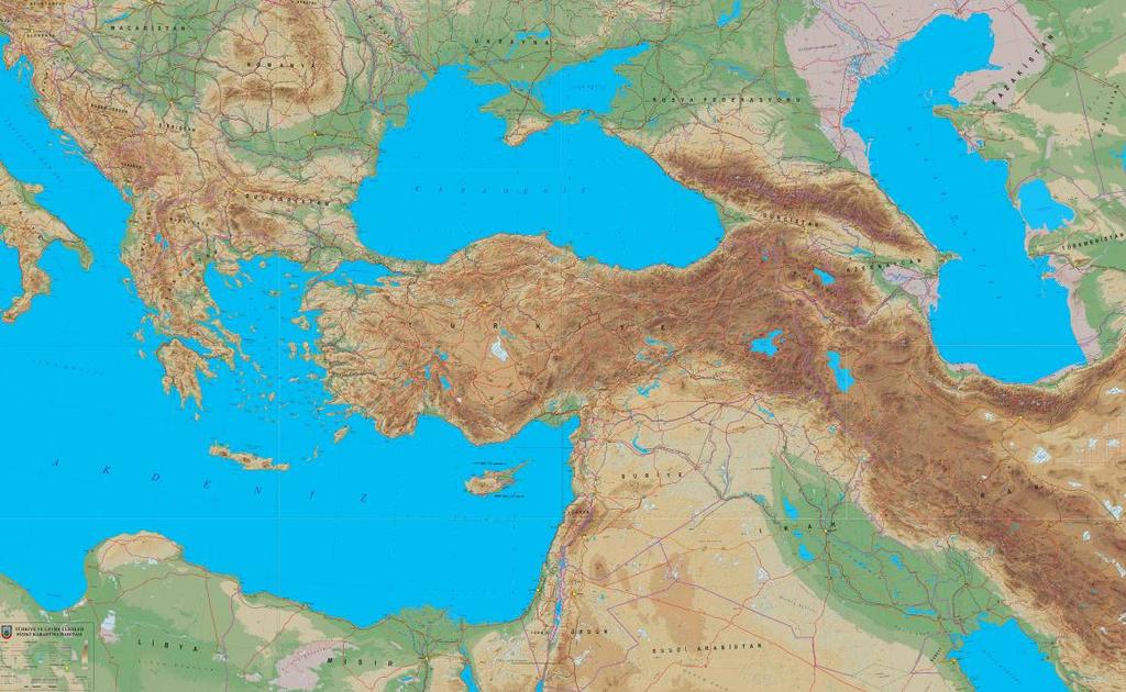 Figure-10: Turkey and Surroundings Plastic Relief Map at Scale 1/1.000.000 (With a total size of 354 x 218 cm. and consisting of 16 sheets.) g.