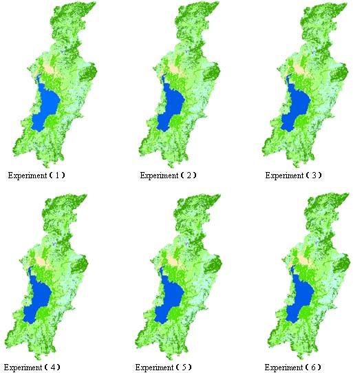 The multi-scale classification integration experiments were conducted by integrating the classification at original TM spatial resolution with different number of coarser spatial resolution.
