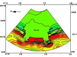 inland (Figure 6). At 68 min the tsunami has proceeded considerably towards Penang Island after flooding the west of Penang Island (Figure 7).