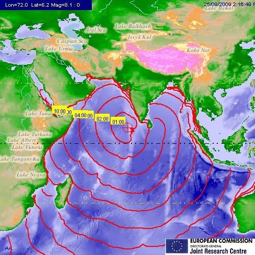 Since the 2004 Sumatra tsunami generated at the ISZ (M w > 9) did not affect the Gulf, the ISZ was not evaluated in this analysis. An earthquake of magnitude >6.5 M W can generate observable tsunamis.