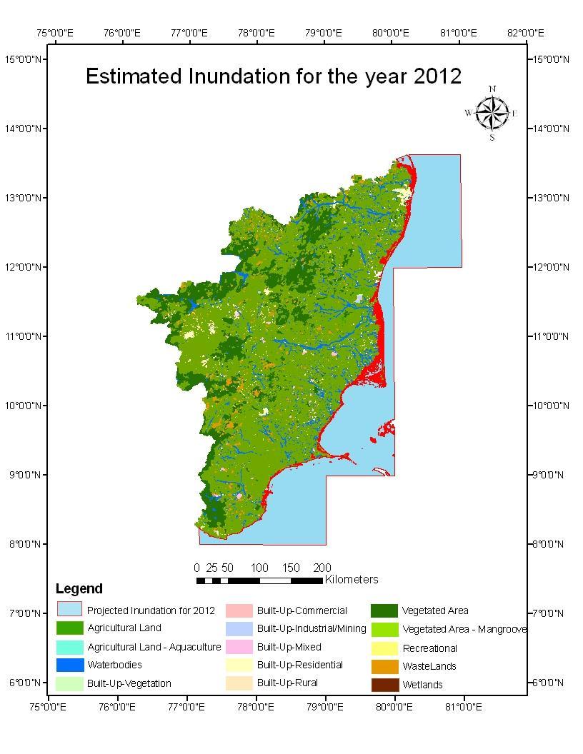 Figure 9 Estimated Inundation in Tamil Nadu for the