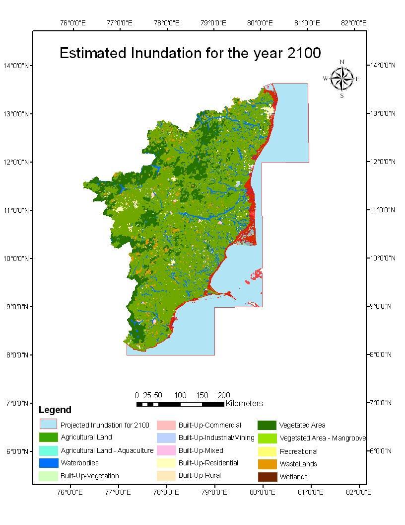 Figure 10 Estimated Inundation in Tamil Nadu for the