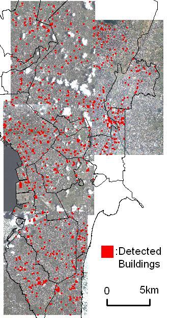 difficult to detect the individual location of low-rise buildings accurately by using the proposed method. Yamazaki et al.