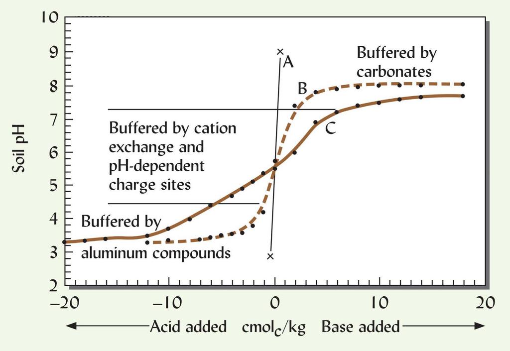 ph Buffering in Soils A: Pure Water B: Moderately buffered