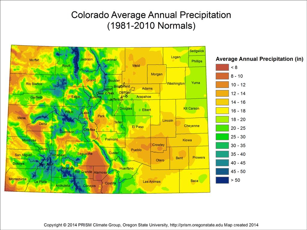 Colorado Climate Encyclopedia Entry The combination of high elevation, mid-latitude, and interior continent geography results in a cool, dry but invigorating climate.