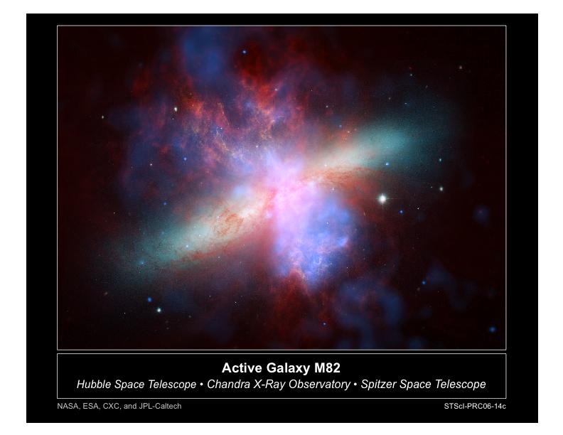 M82 Red: IR (Spitzer) Orange: