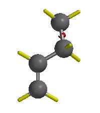 once to add another carbon, making 1-butene, which should look something like the following but probably with a different orientation.