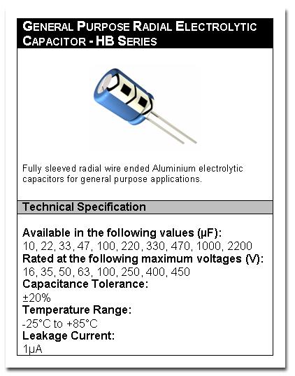 Capacitor Data Sheet The following are some of the criteria, found on the product data sheet, to consider when