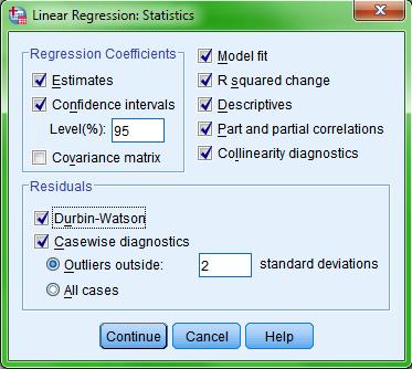 Estimates: Provides estimated coefficients of the regression model, test statistics and their significance.