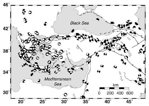 Example 2: Marmara Sea Tectonic setting Anatolia / Eurasia North Anatolian fault and several branches Meade et al.