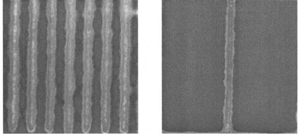 Although suffering from low sensitivity, PMMA does have some advantages over chemically-amplified resist, especially in terms of LER. Figure 3.2 shows images of PMMA and CAR using e-beam lithography.