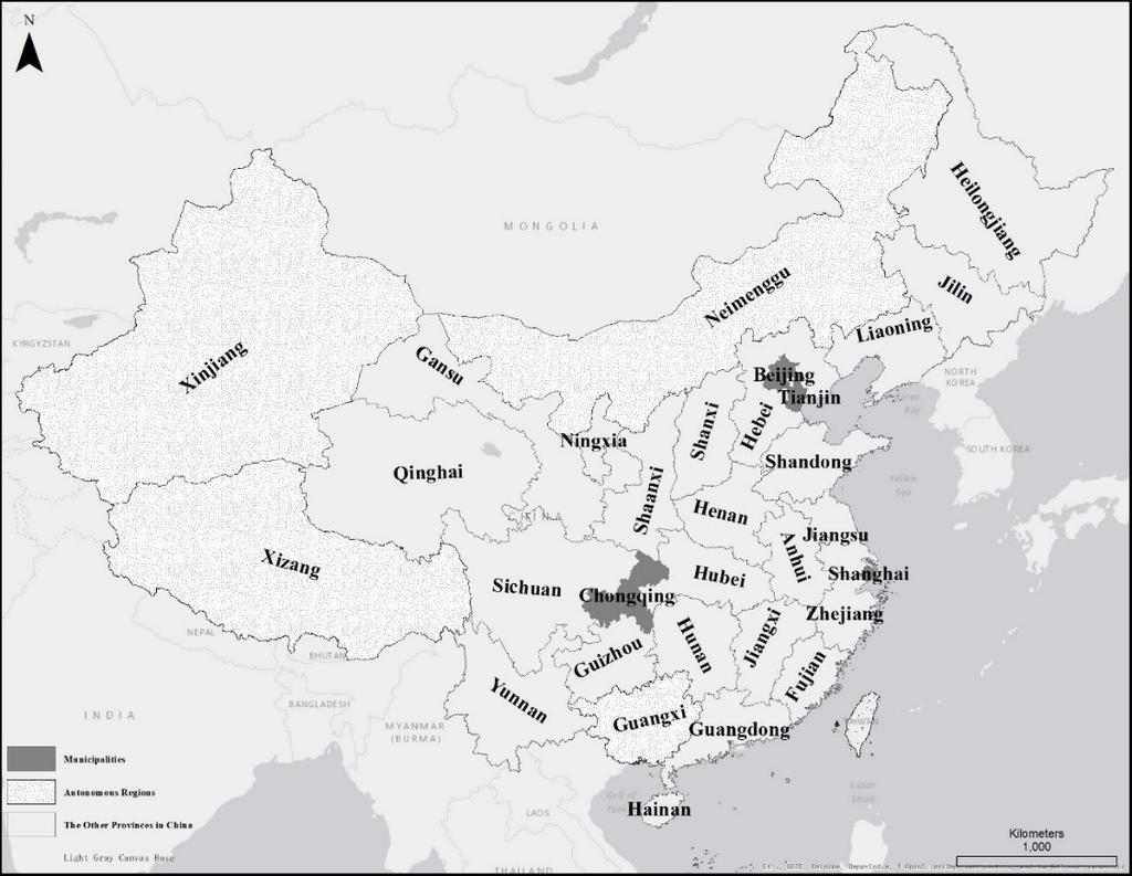 represents a scope for better understanding the spatial-temporal dynamics of the urban ethnic population in China. Map 3.1.