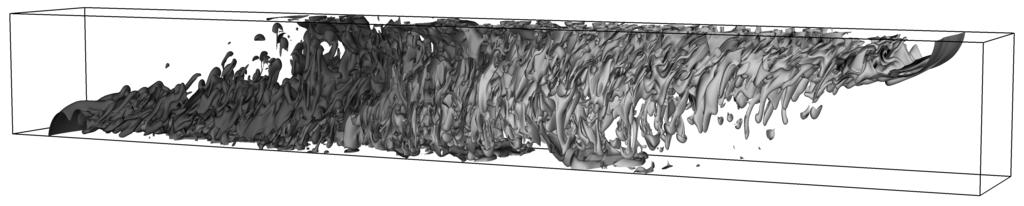 Figure 6: Three-dimensional isosurfaces of the salinity concentration for a 3D double-diffusive current. From dark to light, the contour values are.,.3,.5,.7 and.9. References Benjamin, T. (968).