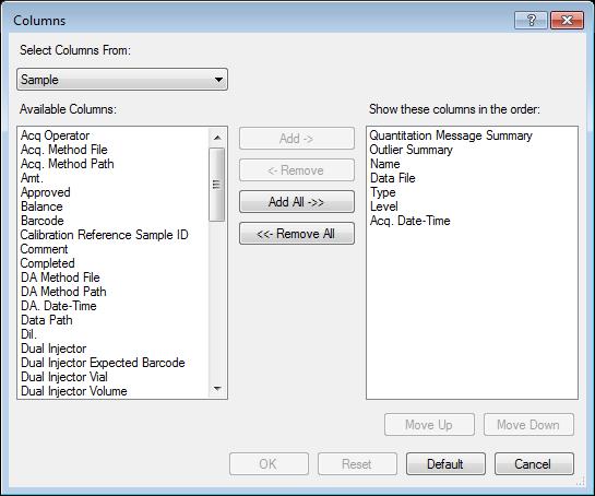Add/Remove Columns function to customize