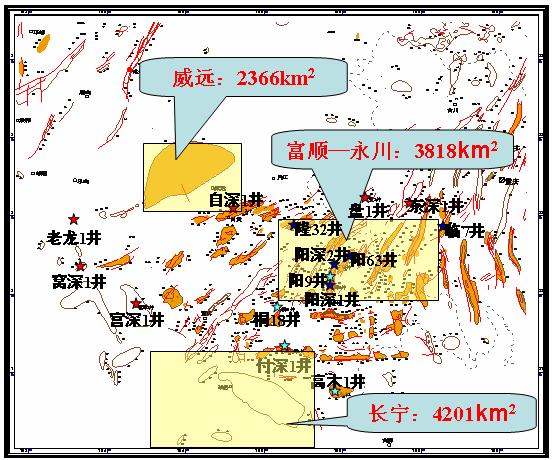 (3)Assessment Weiyuan 2366 km 2 Fushun-Yongchuan: 3818 km