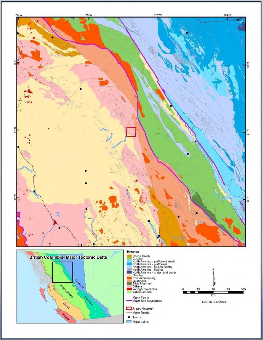 TOODOGGONE DISTRICT REGIONAL GEOLOGY Mesozoic Toodoggone district is located in north-central BC along the eastern margin of the Intermontane Belt Baker-Shasta ZTEM SURVEY The Intermontane Belt