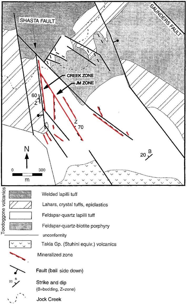 Baker-Shasta Property Geology Shasta Deposit Geology Shasta deposit is an adularia-sericite type epithermal deposit in which deposition of metals coincided with the transition from quartz to calcite