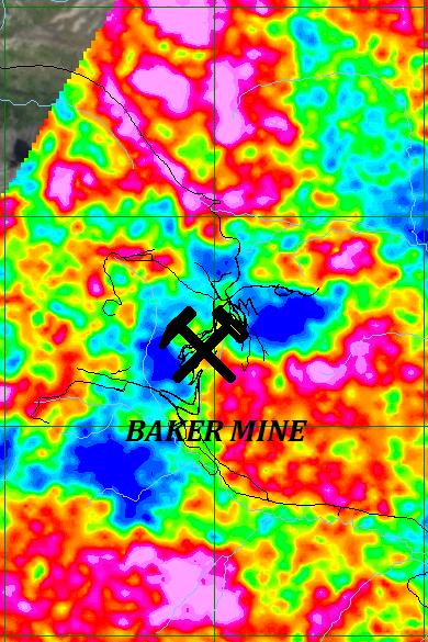 Baker-Shasta ZTEM Survey RESULTS AT BAKER MINE RADIOMETRICS EQ POTASSIUM % MAGNETIC