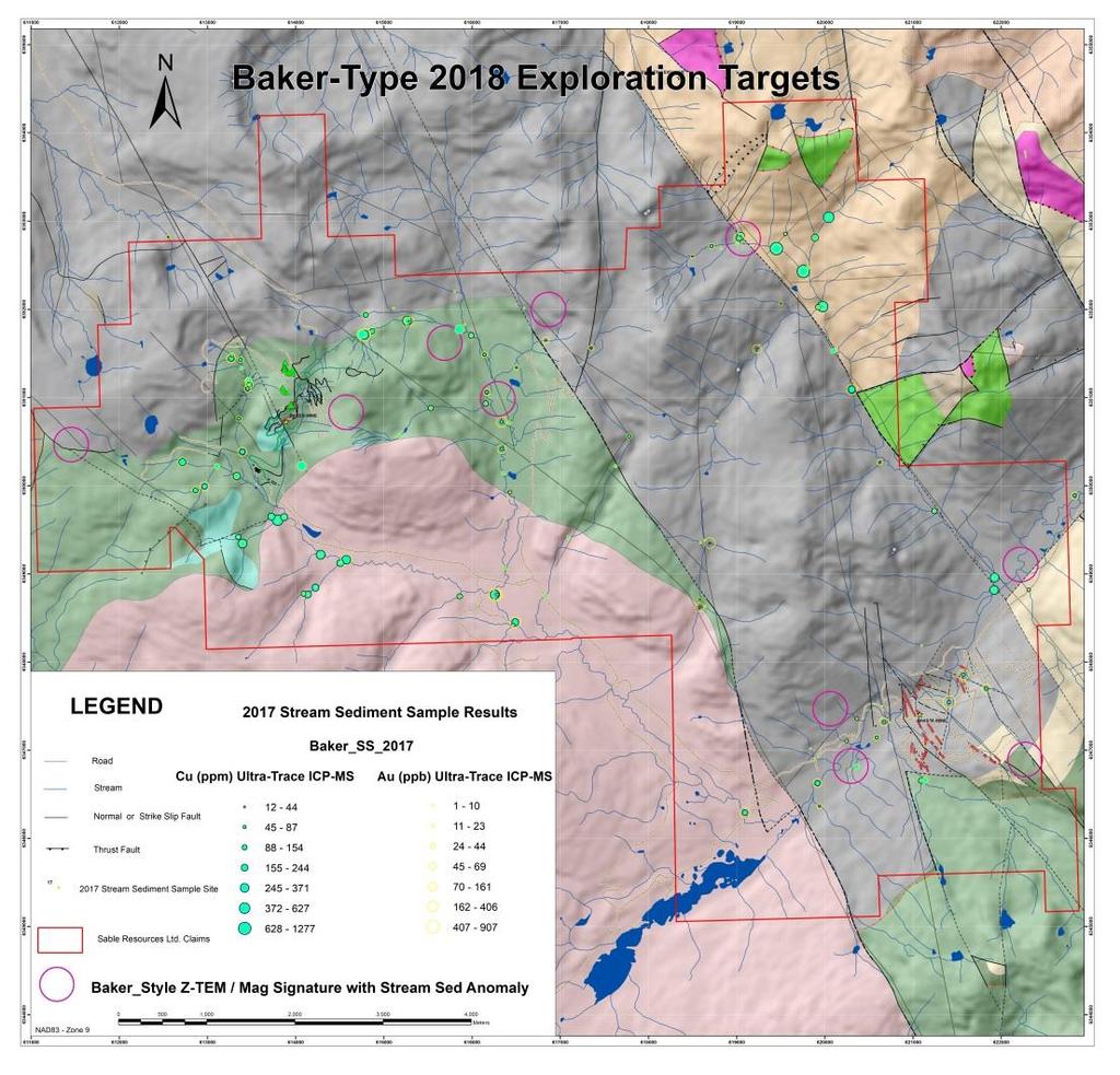 Vectoring VTEM Targets with Stream Sediment Geochemistry Baker-Shasta ZTEM Survey BAKER-STYLE ZTEM+MAG SIGNATURES with Stream
