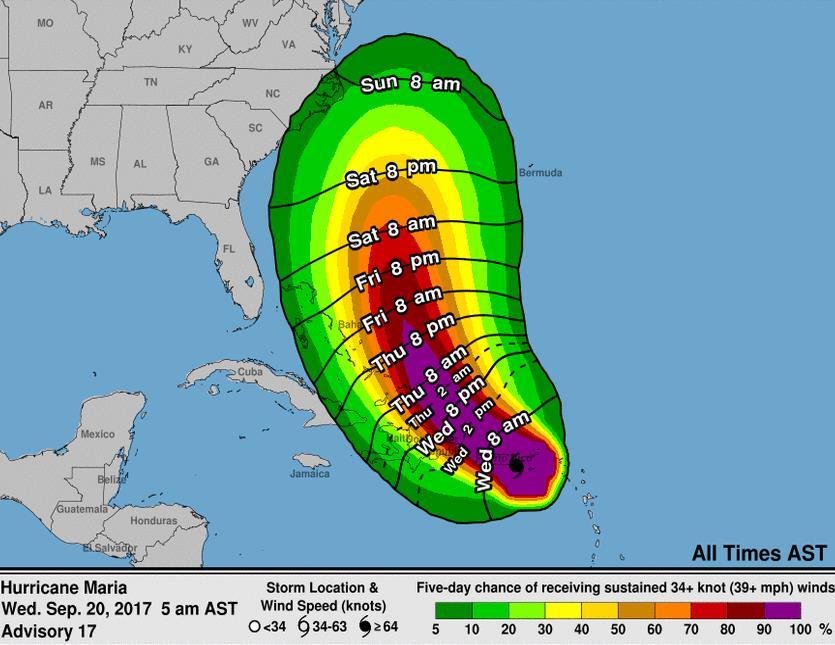 Tropical Outlook Atlantic Hurricane Maria (CAT 4) (Advisory #17A as of 8:00 a.m.