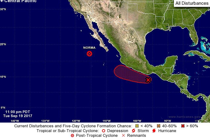 WNW very near the southern coast of Mexico Formation chance