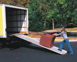 Figure 7 Whether the mover slides the chair up the ramp or lifts it directly into the truck, she will do the same amount of work. Doing the work over a longer distance allows her to use less force.