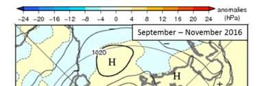 3-15 Three-month mean 500-hPa height and anomaly in the