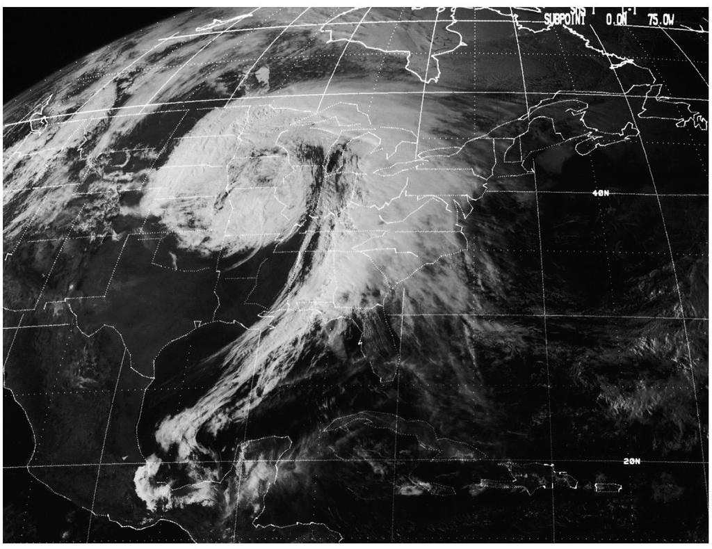 Satellite view of a cyclone over