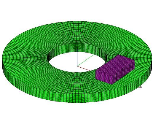 3D Simulation of braking ω z F Contact with friction between two deformable bodies The boundary conditions of the model : -the basic force F is applied to all the nodes of the upper area of the brake