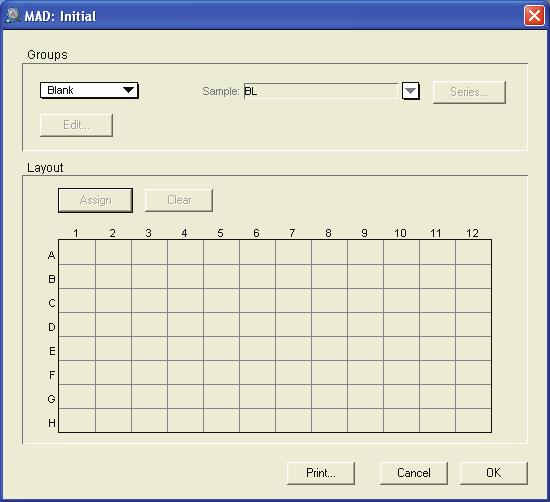 Template setup for MAD assay A template was set up in the software to denote placement of the series of concentrations in wells of the microplate.