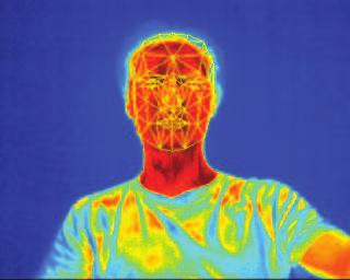 thermal camera can directly see the human skin and a region where it is covered by clothes.