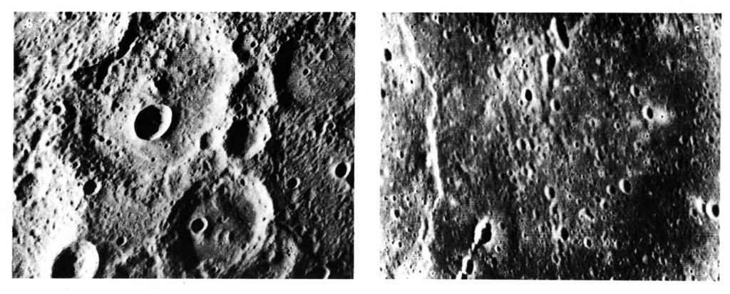 3, a and b) to the limits of detectability on the highest-resolution photographs (Fig. 3c). Extensive ray systems are present around some bright craters.